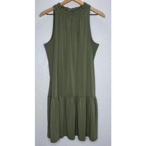Banana Republic Factory Olive Green High Ruffle Collar Dress Large nwt